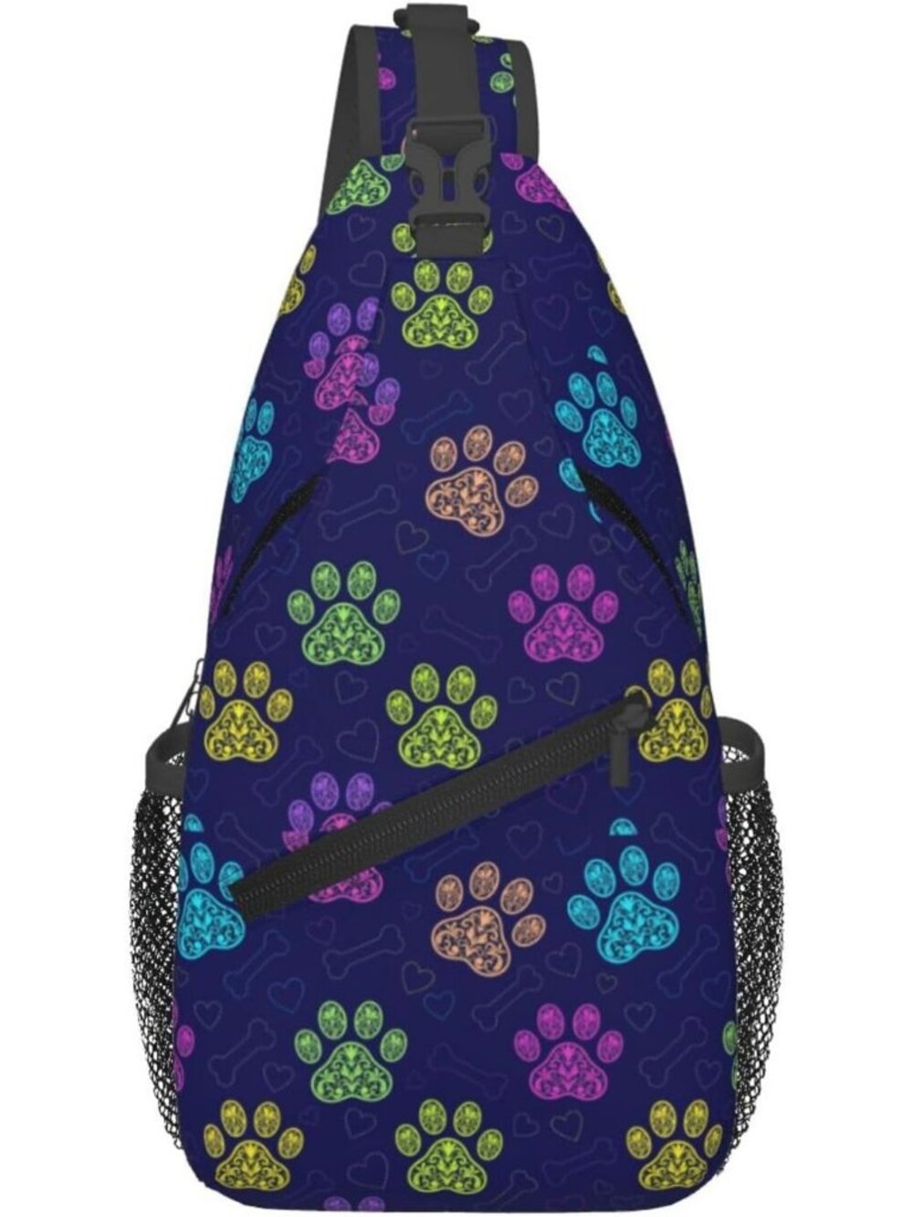 Unisex Dog Paw Halloween Travel Hiking Sling Backpack Casual Crossbody Bag